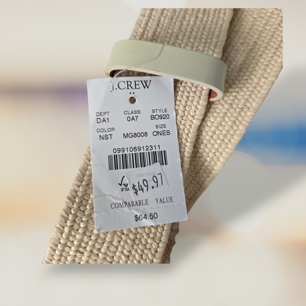J.Crew Factory Stretch Woven Waist Belt – Natural Straw – One Size – New - Picture 5 of 5